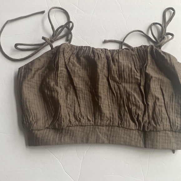 (AA4)NEW Terra Bella Square Neck Tie Strap Crop Top ONLY in Mushroom, Sz M, NWOT - Picture 6 of 11
